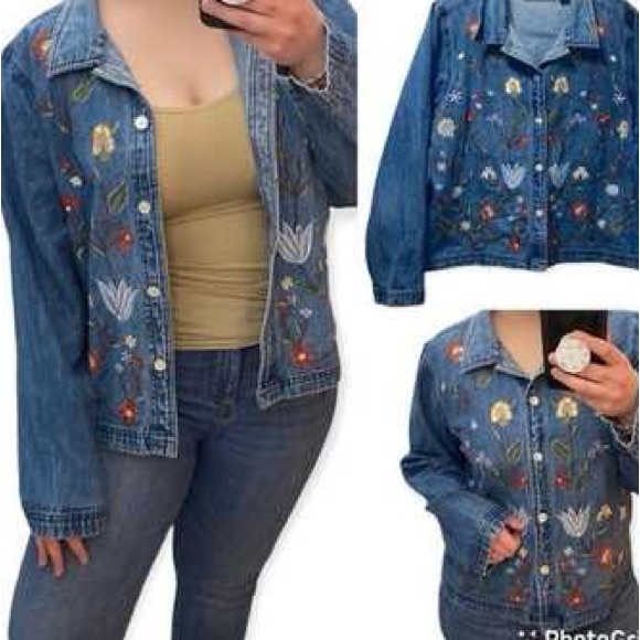 New Identity Jackets & Blazers - New identity Embroidered Denim Jacket